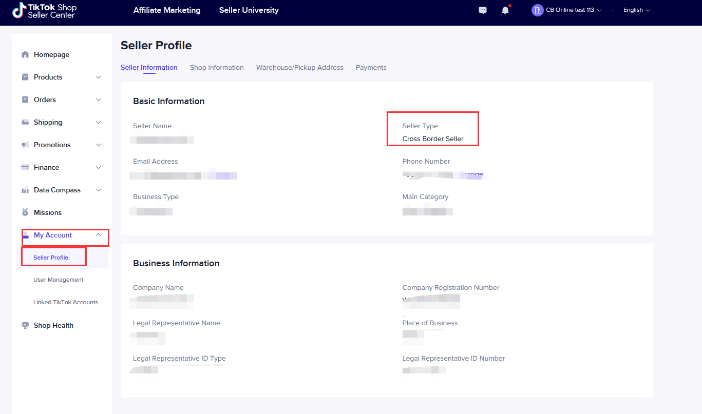 TikTok Seller Profile - Chinese Version