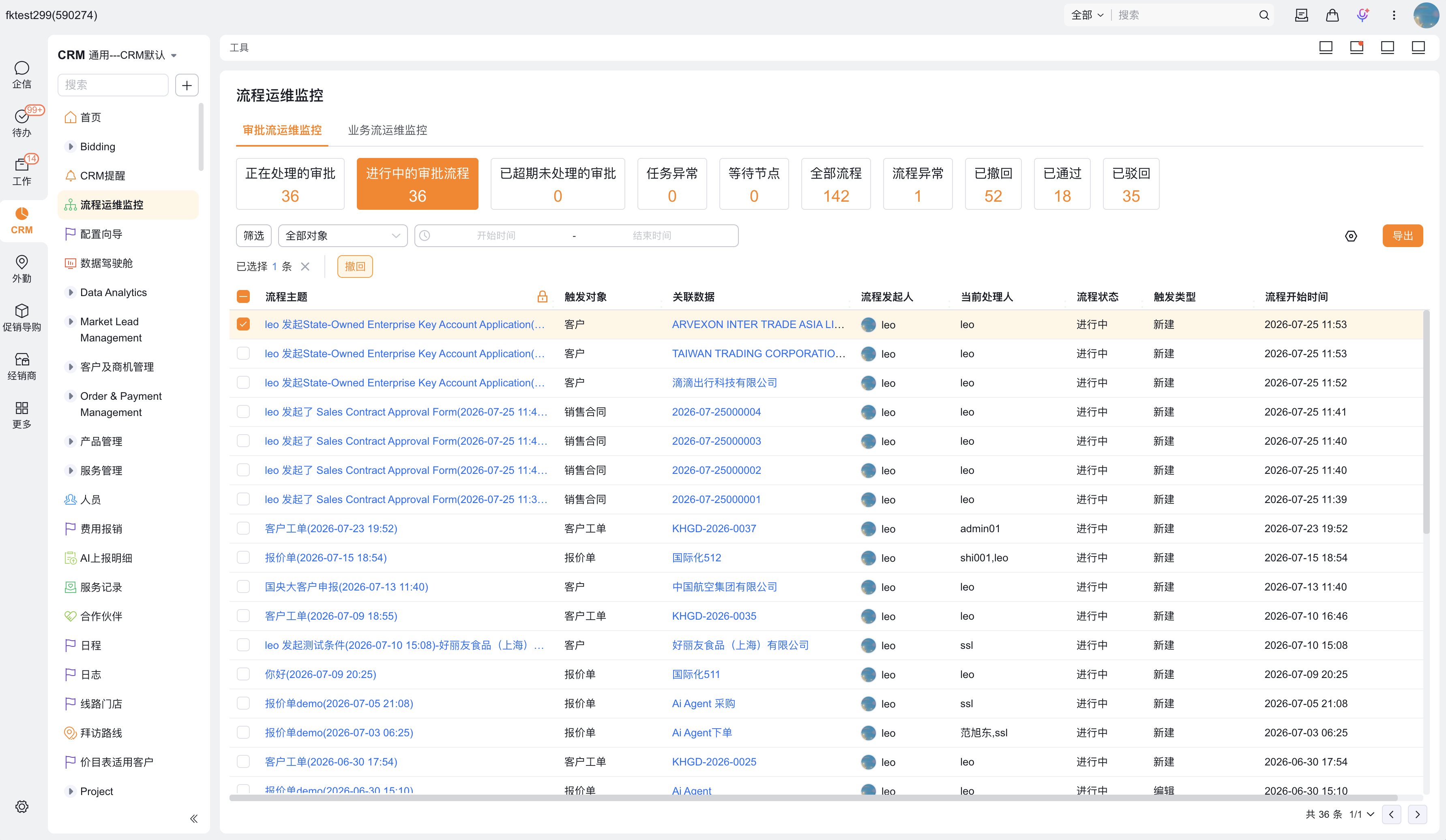 审批流运维分析列表