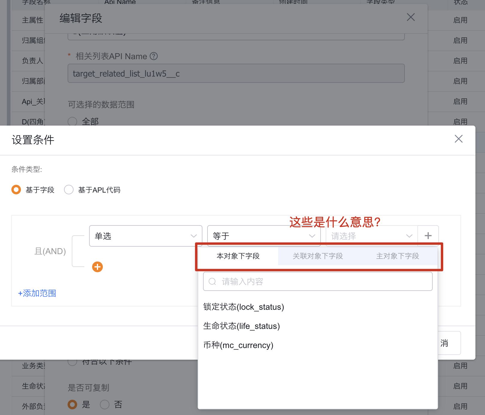 配置筛选值说明