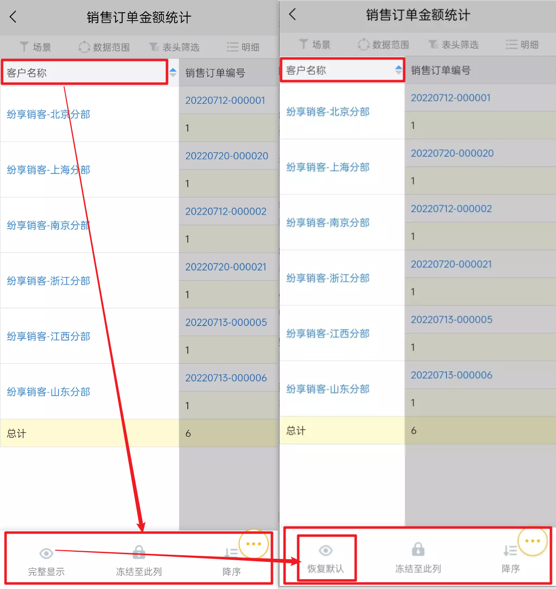 分组字段排序界面示意