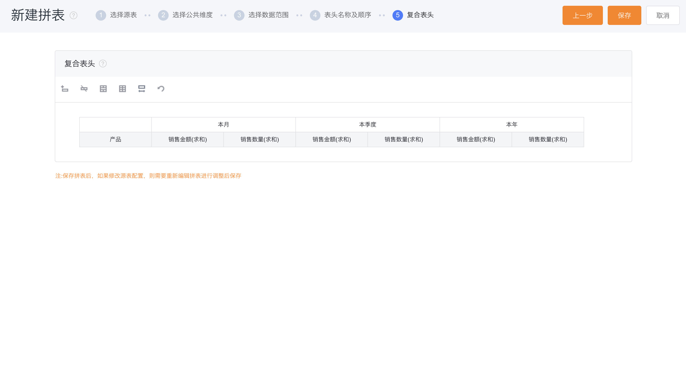 复合表头界面示意