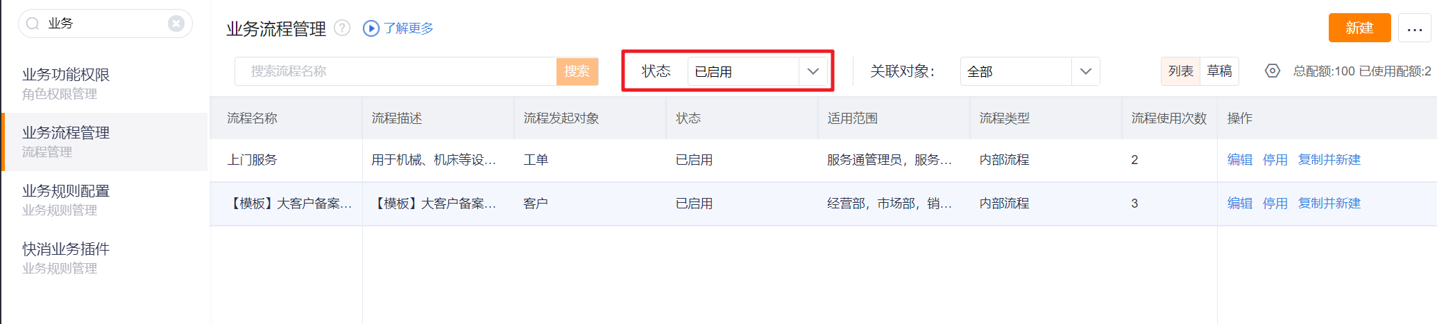 特殊对象权限配置界面