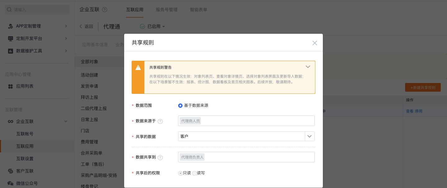 基于外部角色配置数据共享