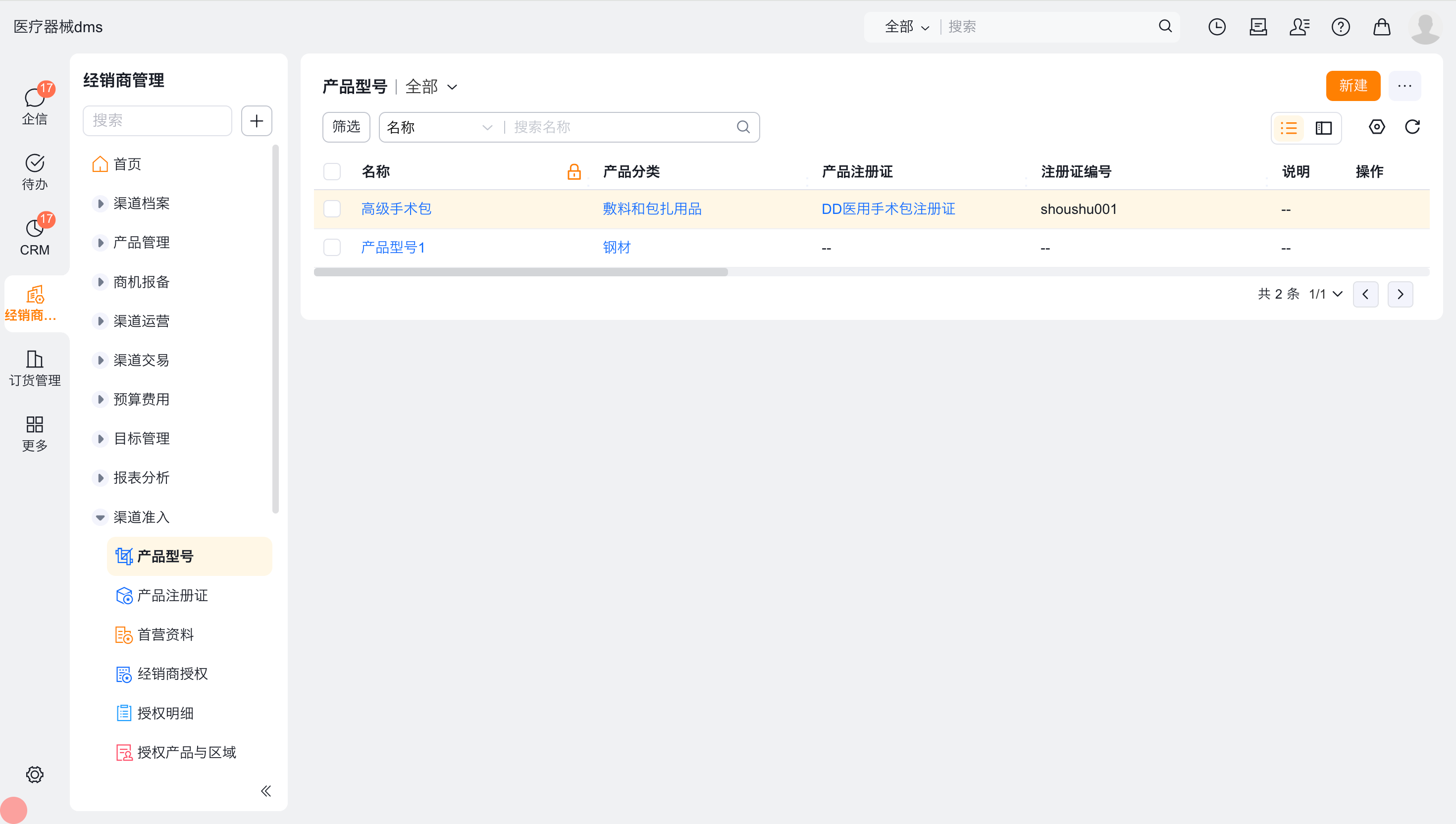 产品型号列表