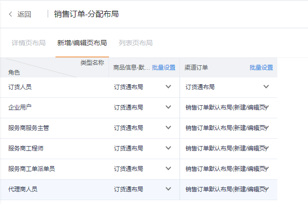 注：同销售订单一样，其他对象的布局都需要在对象管理的同名对象中分配布局。