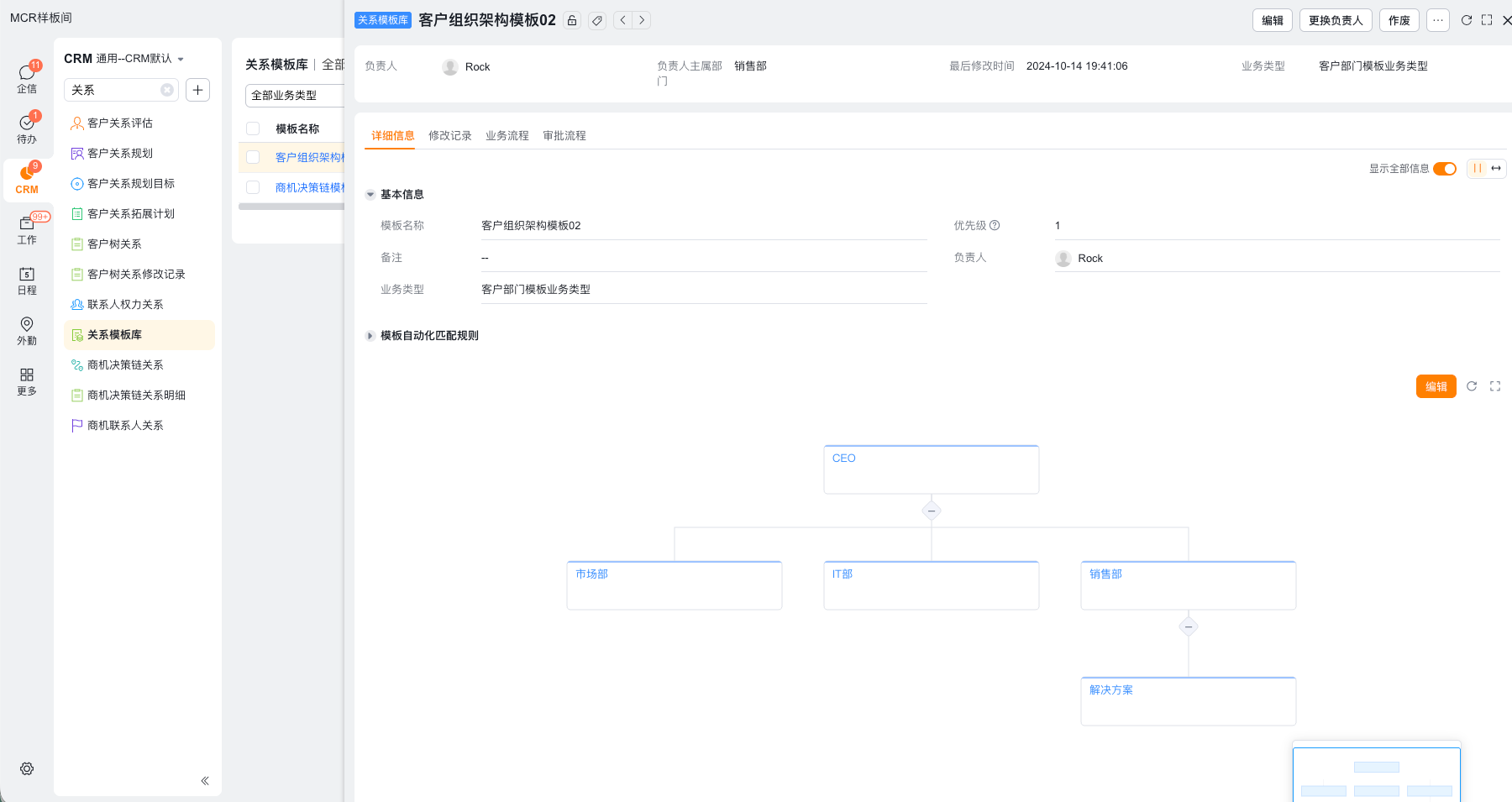 维护客户部门模板结构