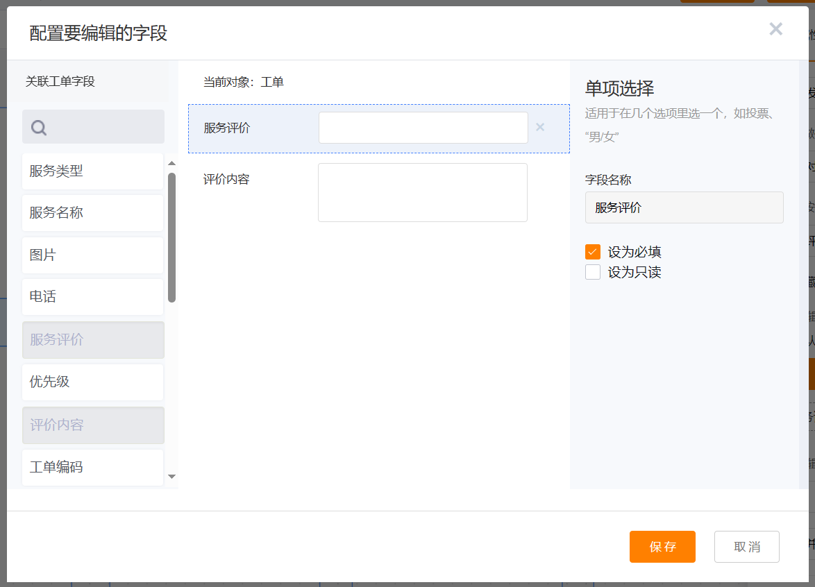 配置要编辑的字段