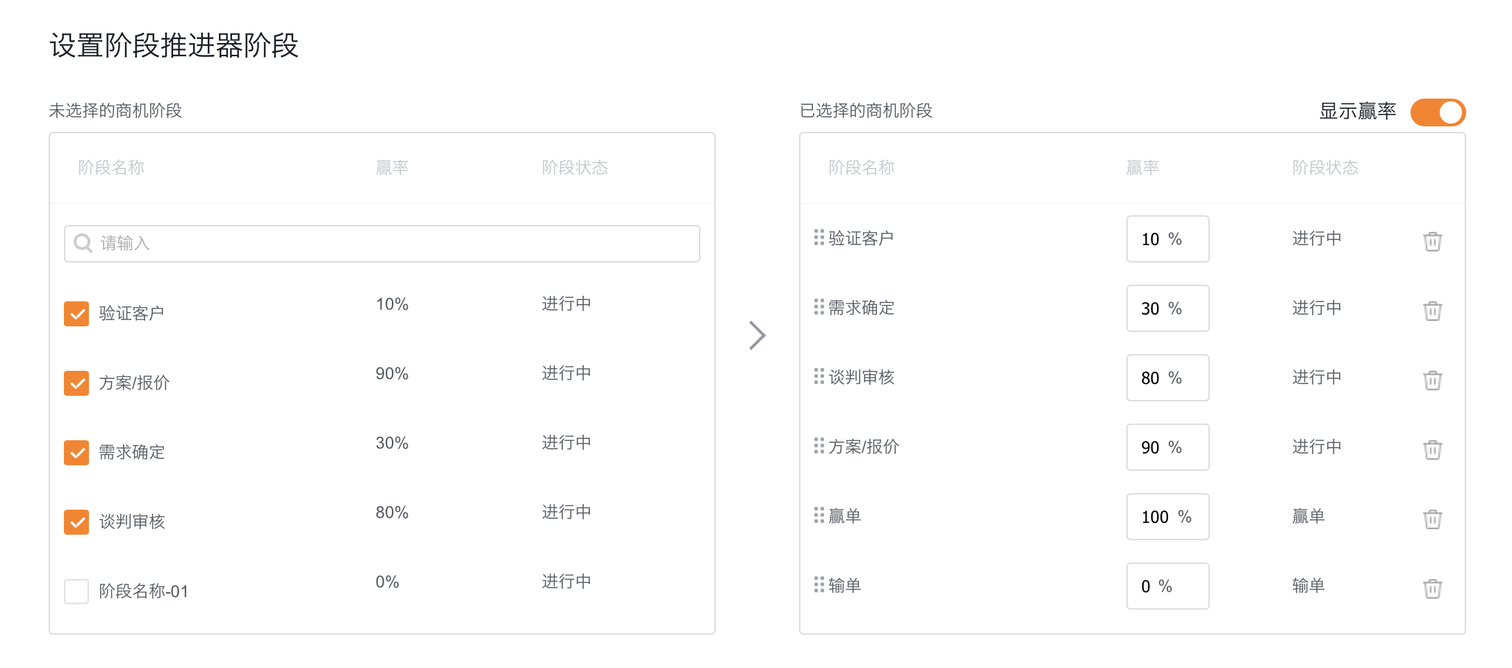 商机 阶段设置