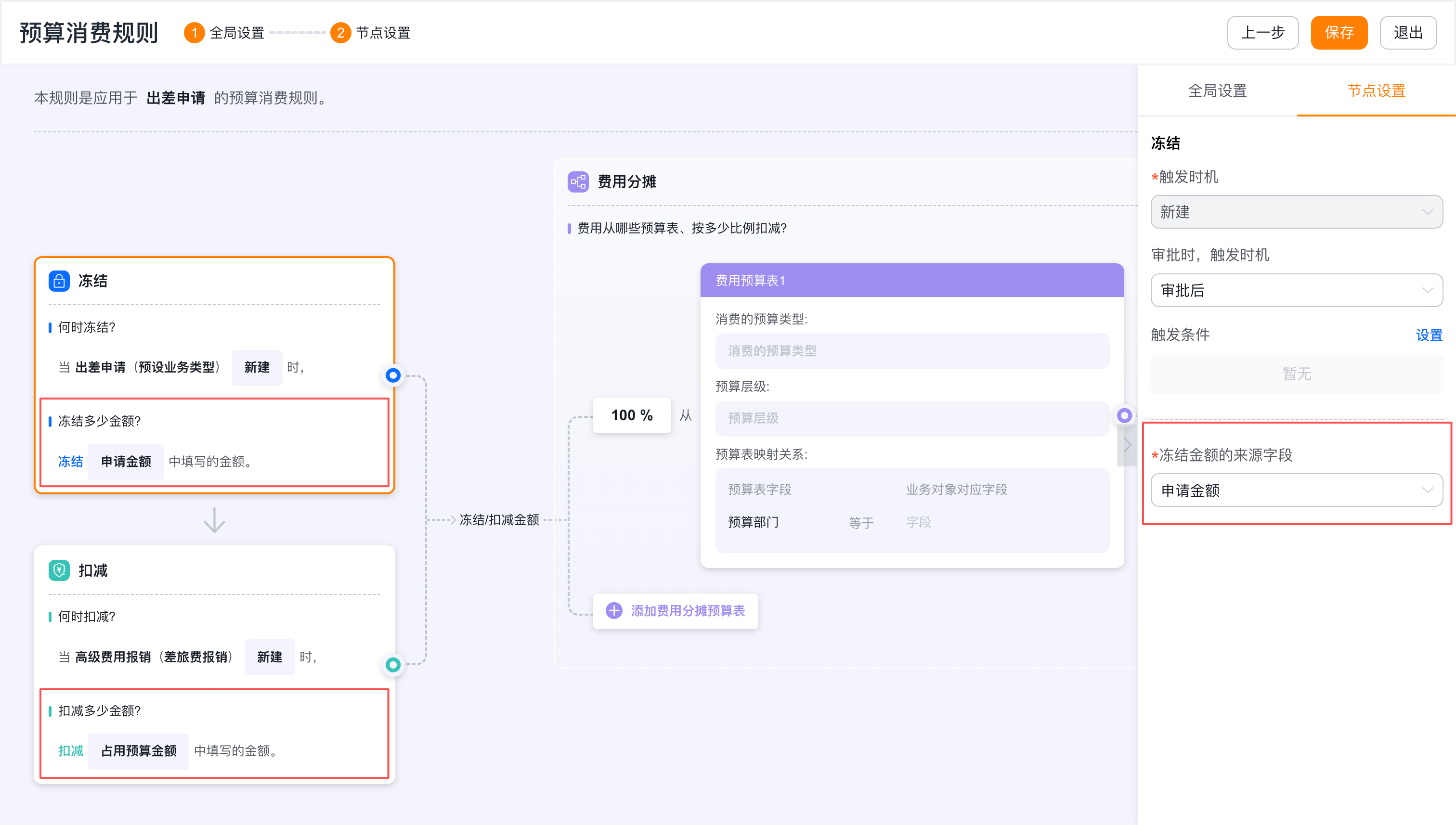 冻结或扣减节点