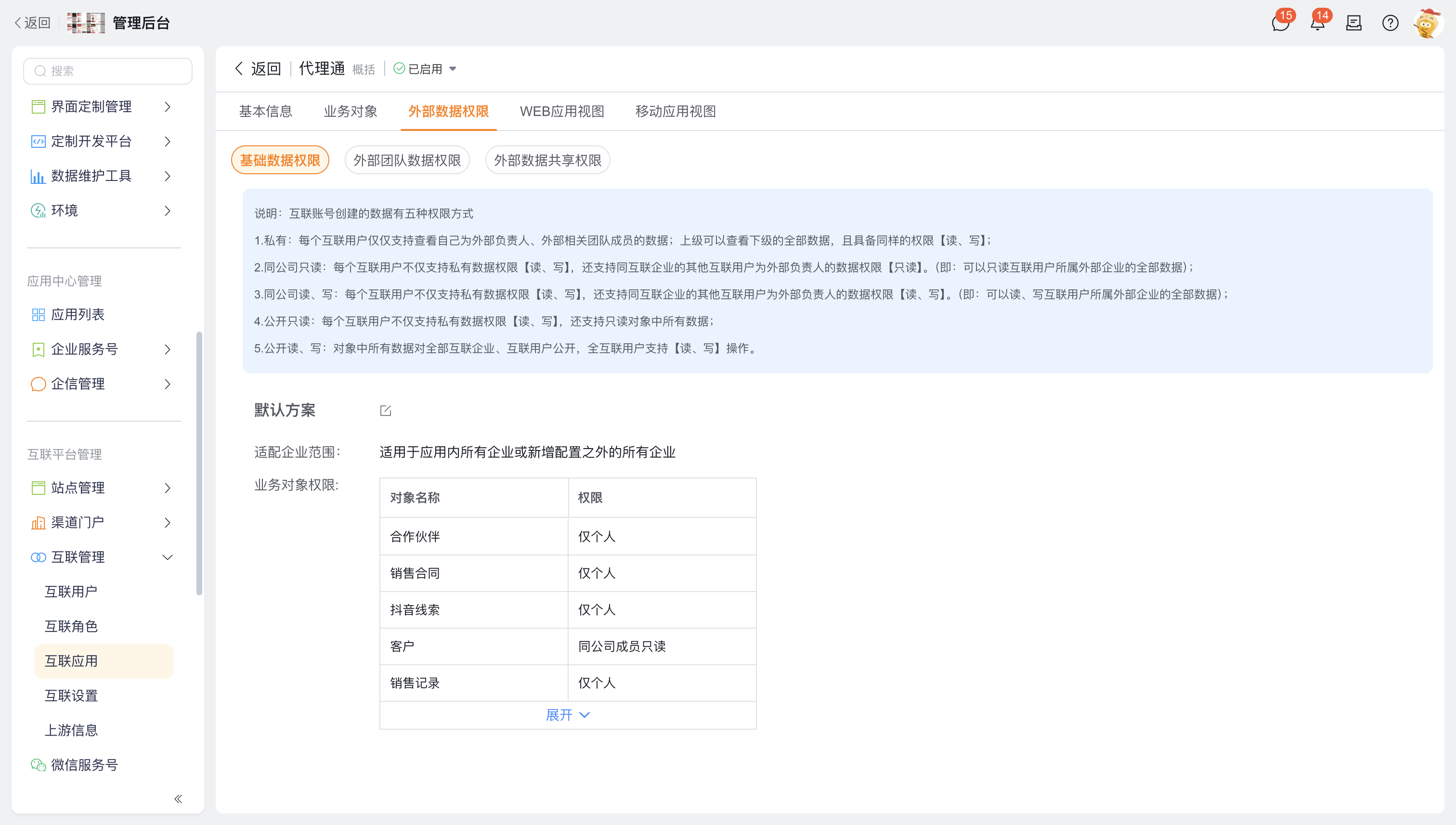 基础数据权限与默认方案