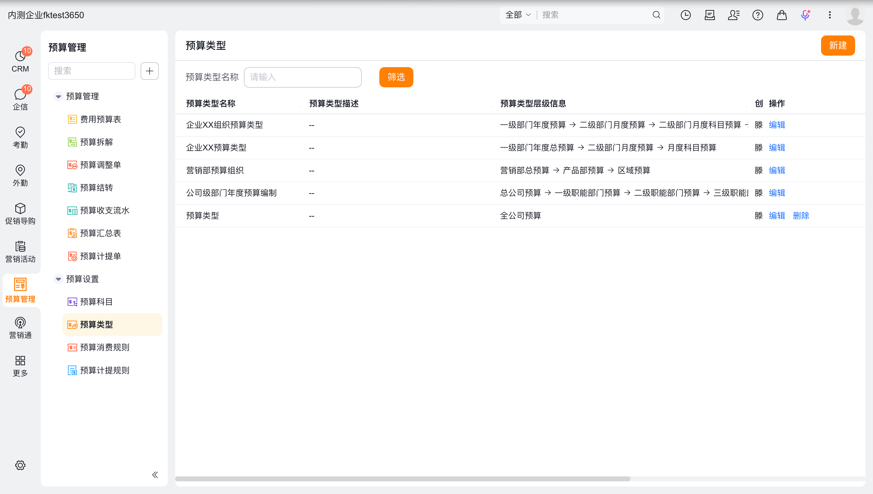 预算类型新建入口