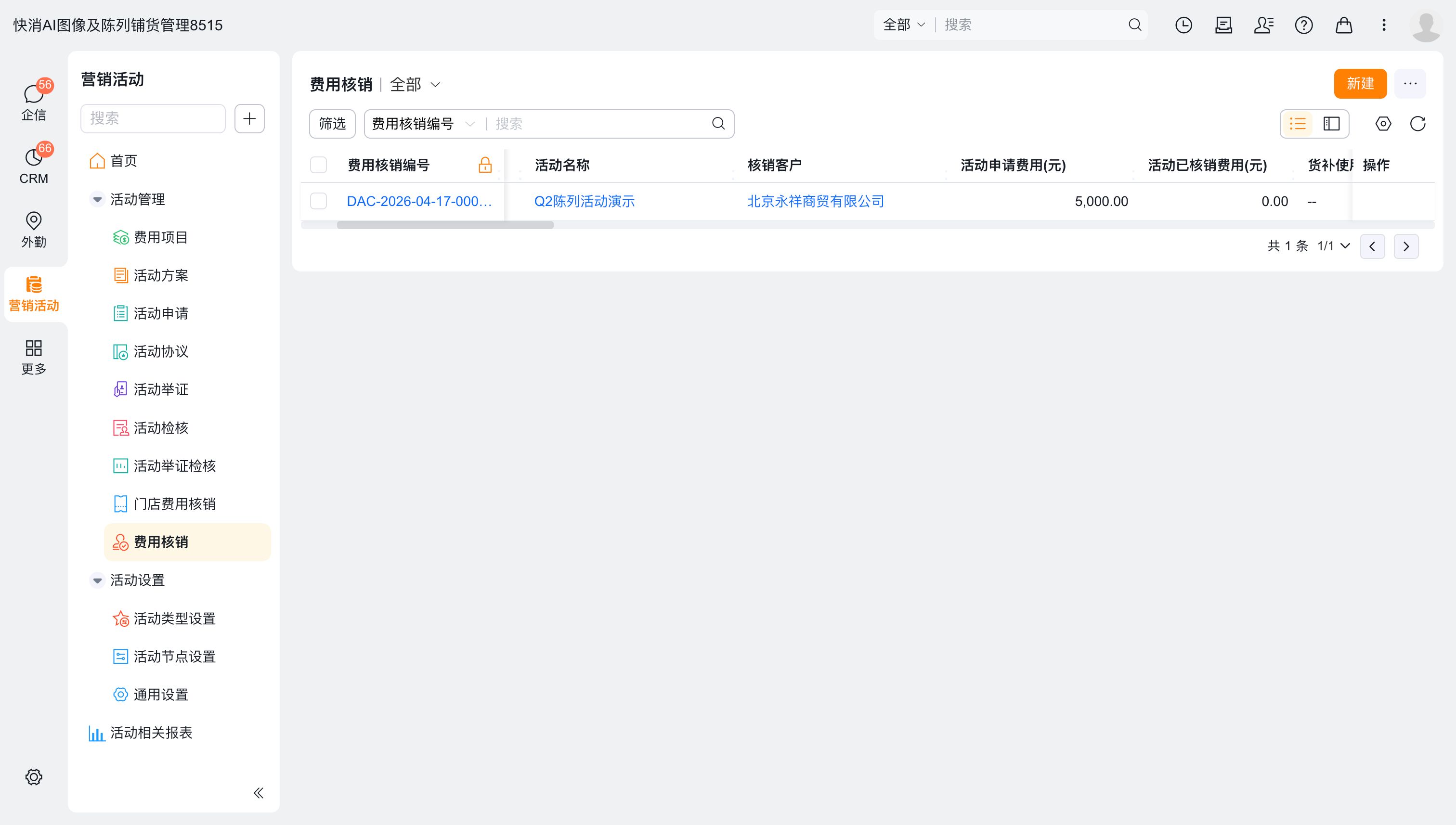 费用核销列表