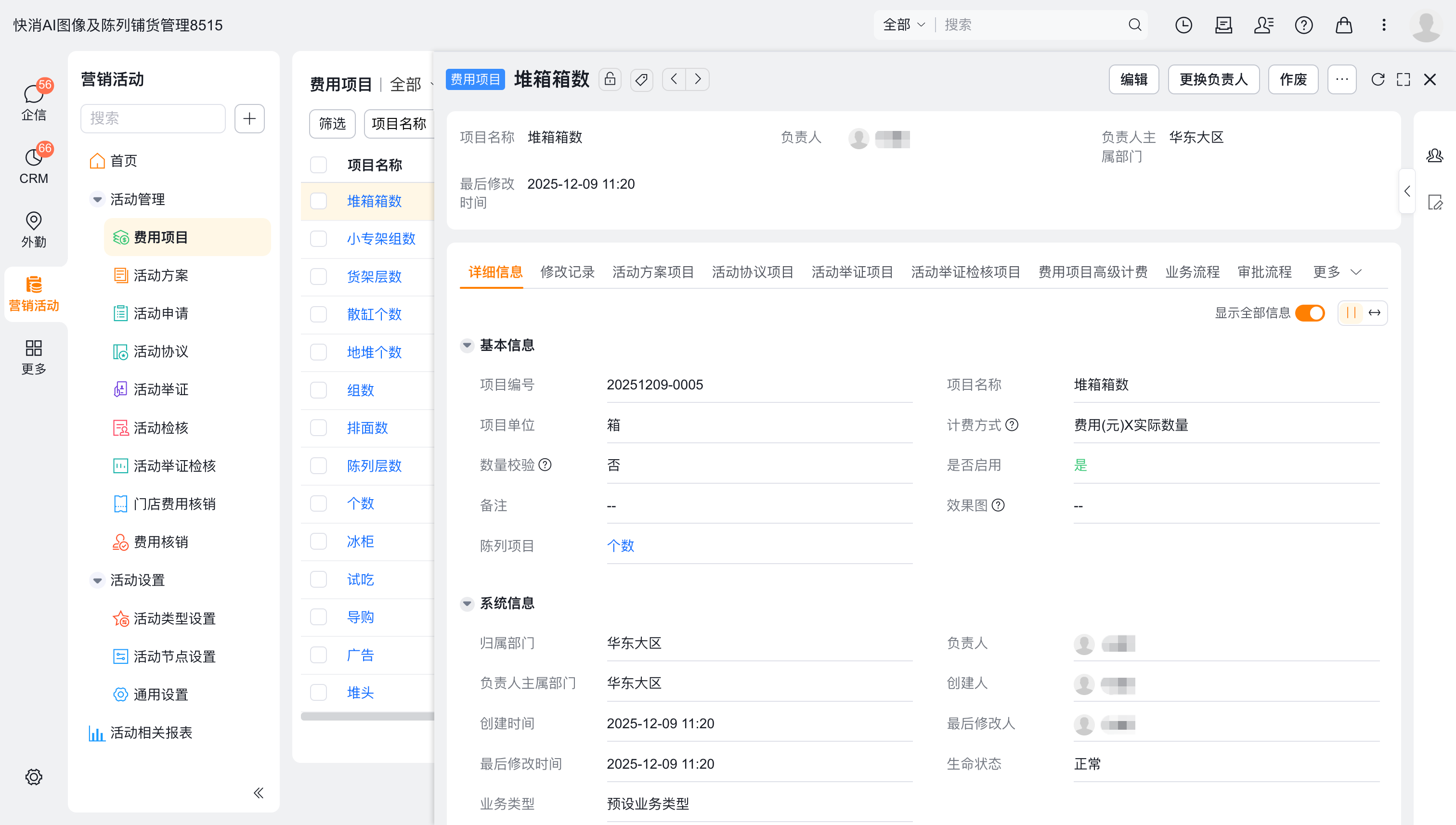 费用项目详情