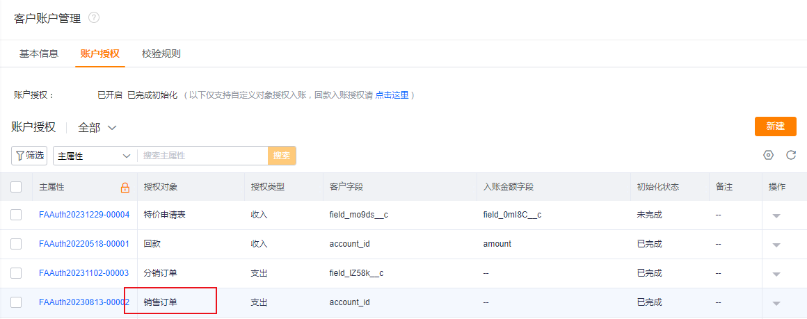 预设销售订单支出授权
